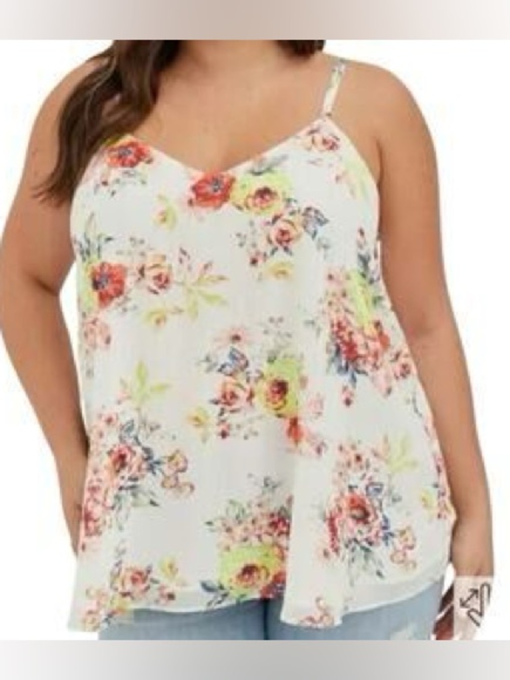torrid Cream Floral Spaghetti Strap Camisole